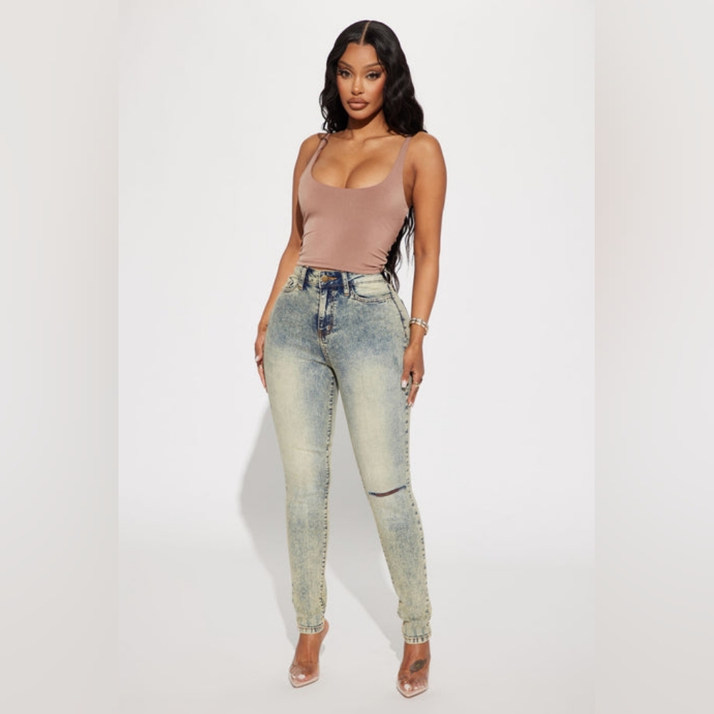 Don't Rush Tinted Stretch Skinny Jeans - Light Wash (14)